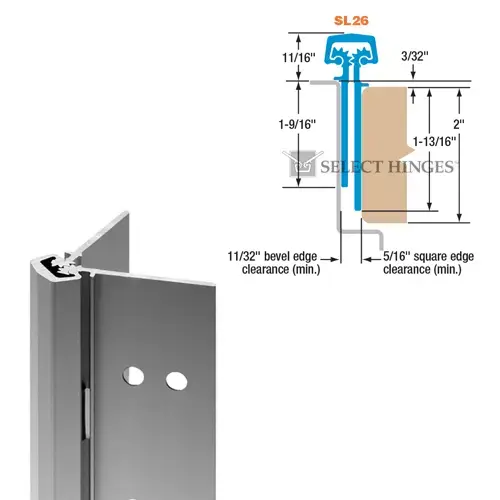 SL26 LL CLEAR 85" FULL MORTISE CONTINUOUS HINGE, X-HEAVY DUTY SL26 LL CLEAR 85" FULL MORTISE CONTINUOUS HINGE, X-HEAVY DUTY