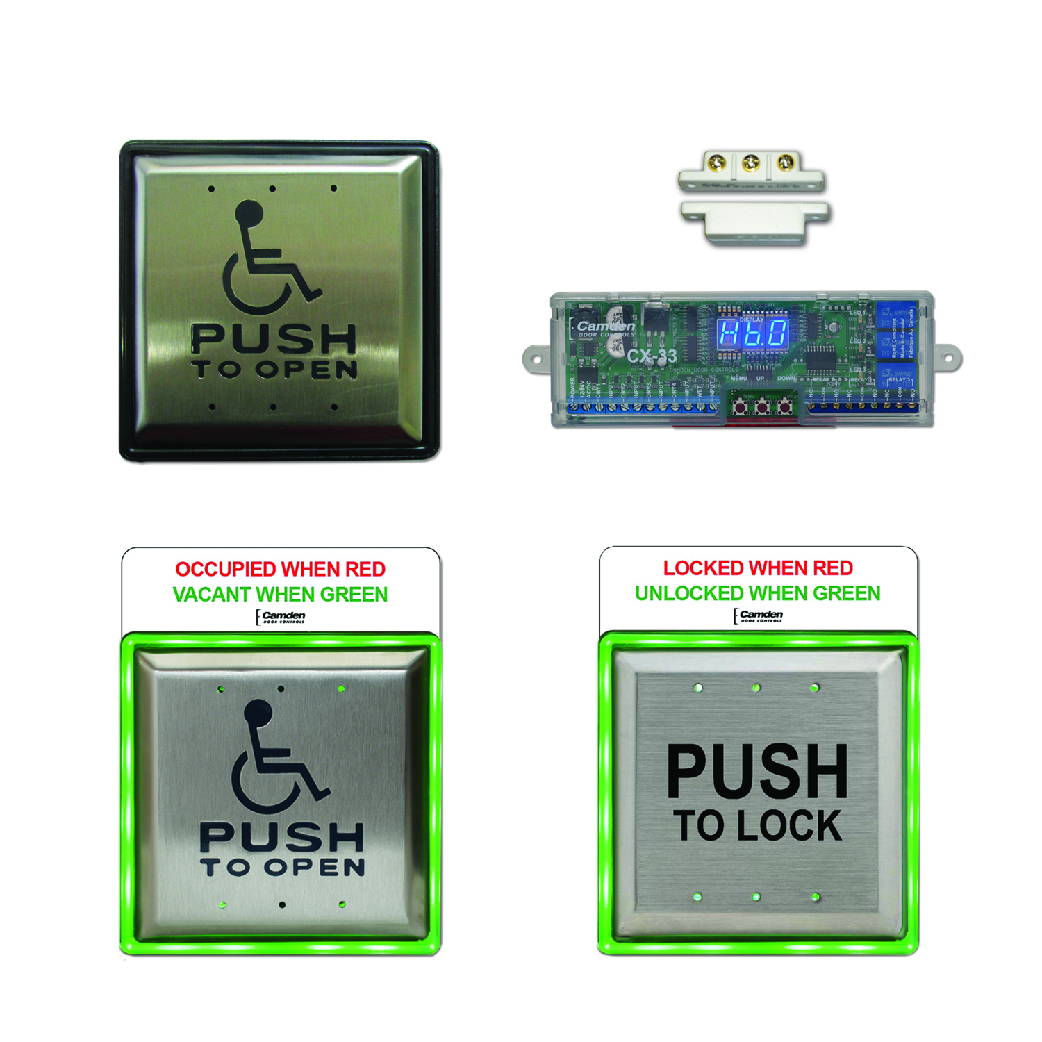 Camden Door Controls CX-WC13XSM SM AURA ILLUMINATED PUSH PLATE