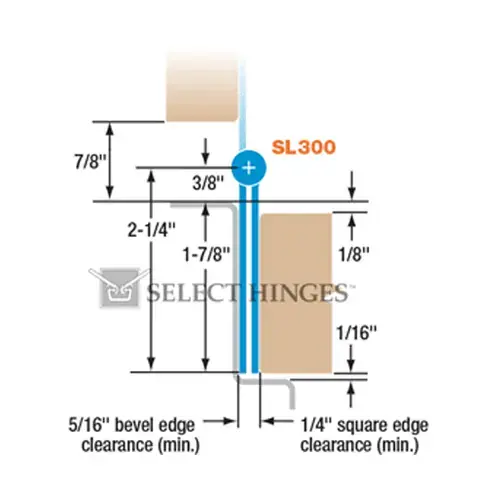 SL300 83" EL-4 US32D HINGE Satin Stainless Steel