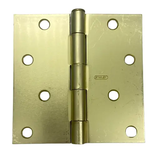 4" x 4" Square Corner Residential Hinge # S083-100 Satin Brass Finish Pair 4" x 4" Square Corner Residential Hinge # S083-100 Satin Brass Finish Pair
