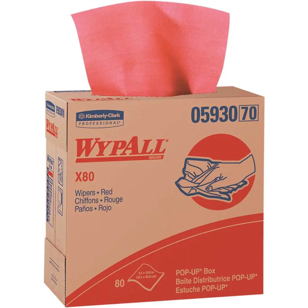 WypAll X80 Red Extended Use Cloths Reusable Wipes (80-Sheets/Pop-Up Box ) - pack of 5 05930