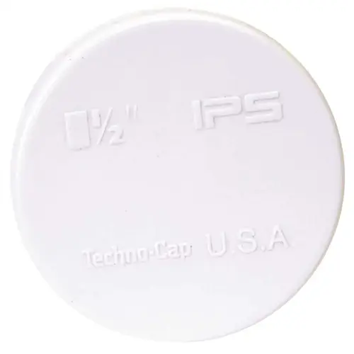 87503 Techno-Caps PVC Heavy-Duty Test Cap, Tests 1-1/2-Inch Pipe White