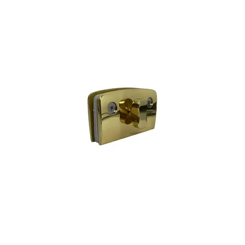 Polished Brass Sliding Glass Door Lock with Indicator for 5/16" to 1/2" Glass