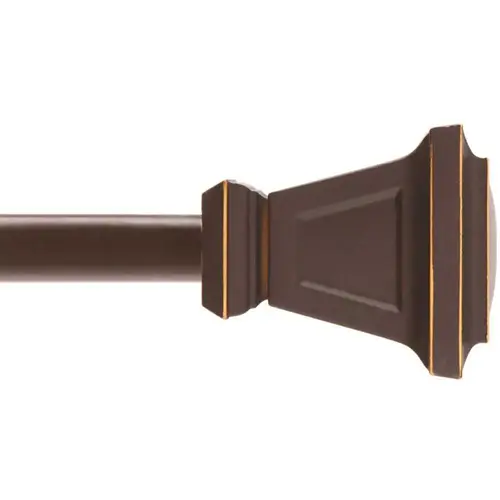 Seville 90 in. - 130 in Adjustable 5/8 Single Standard Decorative Window Curtain Rod in Oil Rubbed Bronze