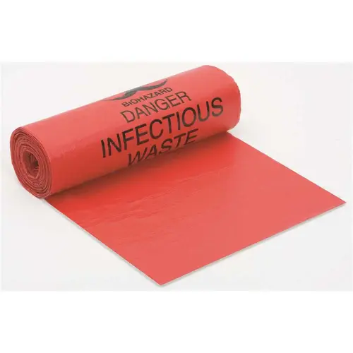 38 in. x 58 in. 60 Gal. 1.25 mil Size Red Biohazard Bag - pack of 5 38 in. x 58 in. 60 Gal. 1.25 mil Size Red Biohazard Bag - pack of 5