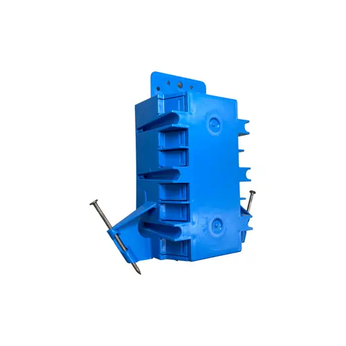 -UPC Outlet Box, 3 -Gang, PVC, Blue, Captive Nail, Bracket Mounting