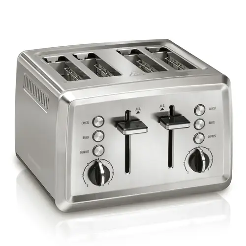Toaster Stainless Steel Black/Silver 4 slot 7.68" H X 11.1" W X 11" D Black/Silver