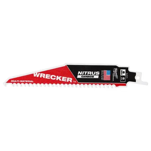 Reciprocating Saw Blade Wrecker 6" Nitrus Carbide 6 TPI Red Reciprocating Saw Blade Wrecker 6" Nitrus Carbide 6 TPI Red