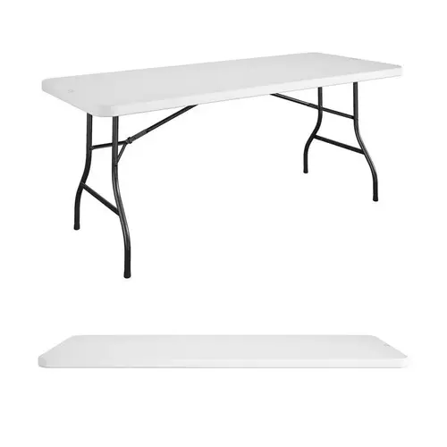 Folding Table 29.6" W X 72" L Rectangular White Folding Table 29.6" W X 72" L Rectangular White