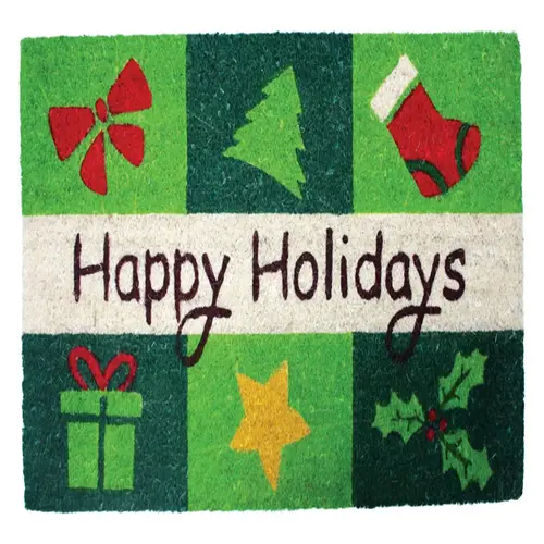 Outdoor Rug 2.5 ft. L X 1.5 ft. W Multi-color Christmas Coir Multi-color