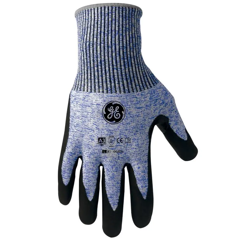 General Electric Dipped Gloves Unisex Black/Blue L Black/Blue Pair GG223LC