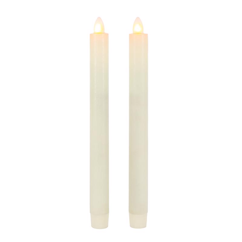 Gerson 44613 Indoor Christmas Decor LED Bisque Aurora Flame Taper Candles Bisque Pair