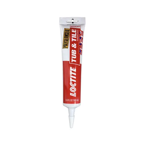 POLYSEAMSEAL Tub and Tile Adhesive Caulk, White, 20 to 170 deg F, 5.5 oz Squeeze Tube