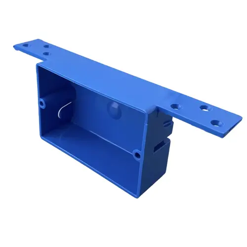 Single Gang Switch & Outlet Box, Shallow With Bracket Blue