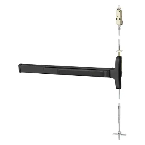 Concealed Vertical Rod Exit Device Dark Oxidized Statuary Bronze Clear Coated Concealed Vertical Rod Exit Device Dark Oxidized Statuary Bronze Clear Coated