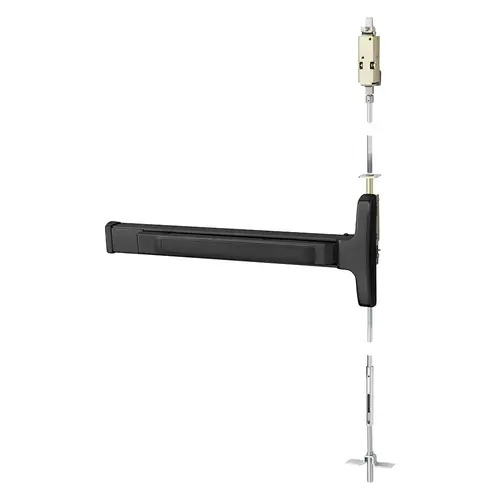 Concealed Vertical Rod Exit Device Dark Oxidized Statuary Bronze Clear Coated Concealed Vertical Rod Exit Device Dark Oxidized Statuary Bronze Clear Coated