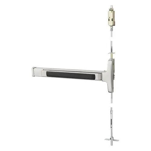 Concealed Vertical Rod Exit Device Bright Stainless Steel Concealed Vertical Rod Exit Device Bright Stainless Steel