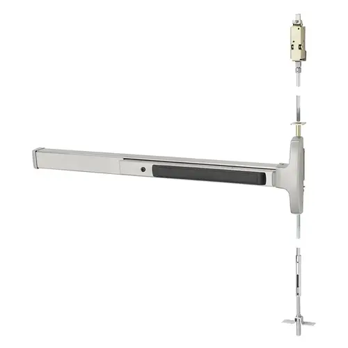 Concealed Vertical Rod Exit Device Satin Stainless Steel Concealed Vertical Rod Exit Device Satin Stainless Steel