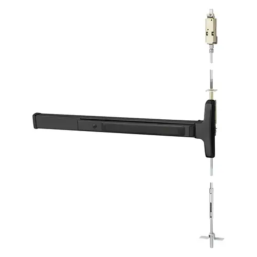 Concealed Vertical Rod Exit Device Dark Oxidized Statuary Bronze Clear Coated Concealed Vertical Rod Exit Device Dark Oxidized Statuary Bronze Clear Coated