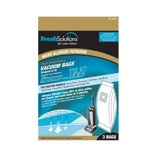 Vacuum Cleaner Bags, Y & Z Style - pack of 3