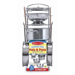 Melissa & Doug 4265 Kids' Cookware Play Set, Stainless Steel