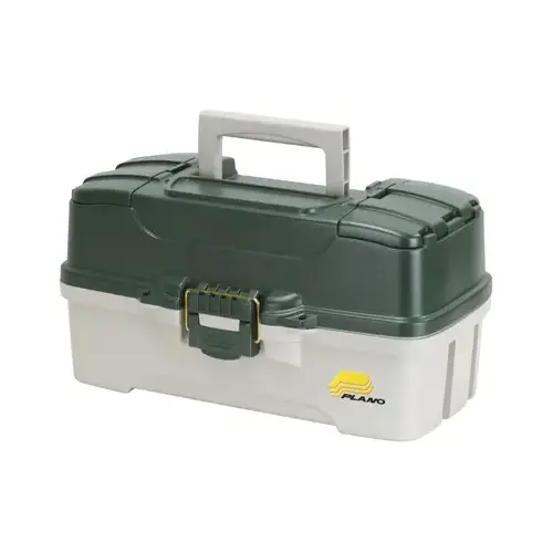 Fishing Tackle Box, Green Metallic/Off White, 3-Tray