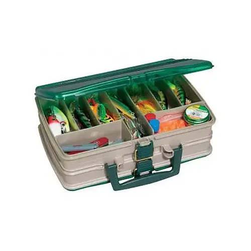 Tackle Box, Satchel-Style, 20-Compartment, Sandstone/Green Tackle Box, Satchel-Style, 20-Compartment, Sandstone/Green