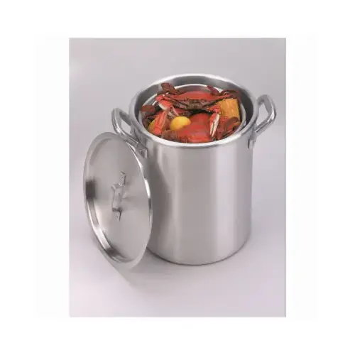 Aluminum Cooking Pot, Punched Hole Basket and Lid, 60-Qts. Aluminum Cooking Pot, Punched Hole Basket and Lid, 60-Qts.