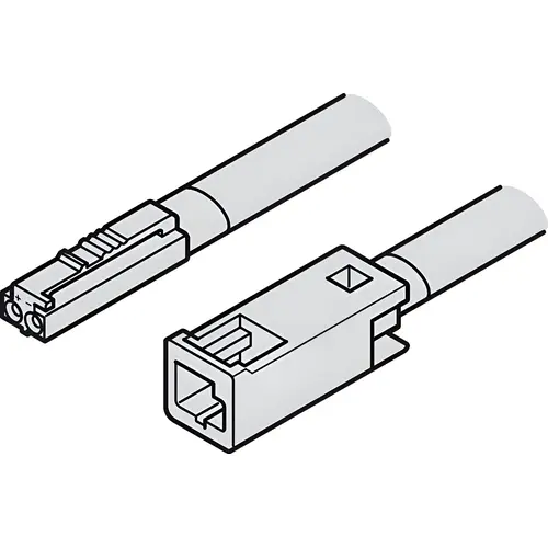 CL3R Extension lead, Hafele Loox5 monochrome, 24 V, 18 AWG 78 3/4" for In-wall leads; designed to be routed behind drywall, Length: (78 3/4") 2000 mm