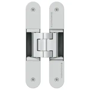 Hafele 924.17.122 Concealed Hinge, TECTUS TE 340 3D 3D adjustable, size 160 mm, Satin nickel look (F2) Nickel colored, satin-finish, powder coated