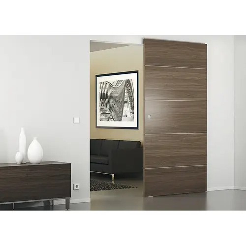 Sliding Door Hardware, Slido D-Line43 80M, set with running track for 1 door leaf 1800 mm for 1-leaf wooden sliding doors, wall installation, concealed running system, for door weights up to 80 kg, length 1,800 mm anodized