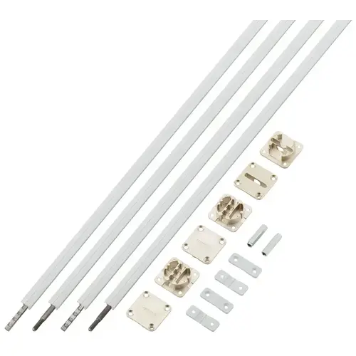 Door and Panel Straightener, Set, for wooden doors  1,988 mm 2000 - 2,450 mm Adds rigidity and helps prevent warping and twisting of doors and panels, Door height 2450 mm, dim. A: 1988 mm trim strip: Grey, Cup: Nickel plated, Tensioner: Nickel plated