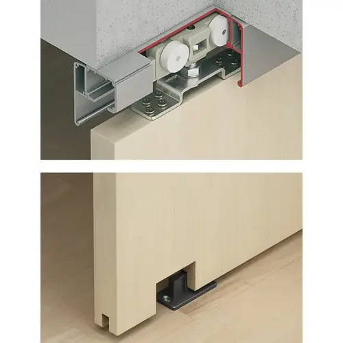 Sliding door fitting, Slido D-Line11 160P Set for 1-leaf wooden sliding doors, ceiling and wall installation, height adjustable doors, for door weights up to 160 kg, Version A, without Soft Close Sliding door fitting, Slido D-Line11 160P Set for 1-leaf wooden sliding doors, ceiling and wall installation, height adjustable doors, for door weights up to 160 kg, Version A, without Soft Close