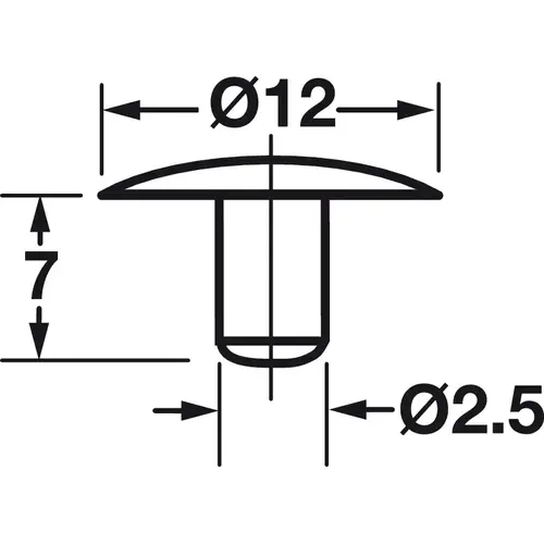 Trim Cap, Press-Fit for Confirmat Head, diameter 12 mm For screw with central hole, Almond RAL 1013 Almond colored, RAL 1013