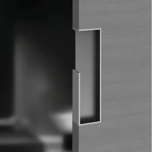 Flush Pull Handle for Sliding Wood Doors, Contemporary Matt; 35 mm (1 3/8") thickness; 100 mm (3 15/16") height Flush Pull Handle for Sliding Wood Doors, Contemporary Matt; 35 mm (1 3/8") thickness; 100 mm (3 15/16") height