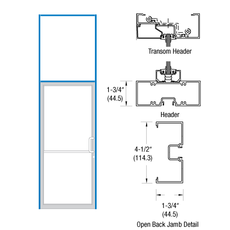CRL-U.S. Aluminum 0B51222L36 Bronze Black Anodized 39-1/2" x 126" Series 450 Left Hand Open Back Offset Pivot Transom Frame Complete (1FT)
