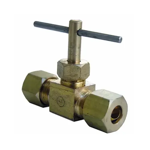 Straight Needle Valve, Brass, Compression, 1/4 x 1/4-In.