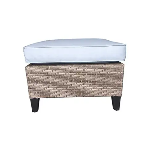 Serronova Cushioned Ottoman, Light Gray Wicker/Aluminum Blue Serronova Cushioned Ottoman, Light Gray Wicker/Aluminum Blue