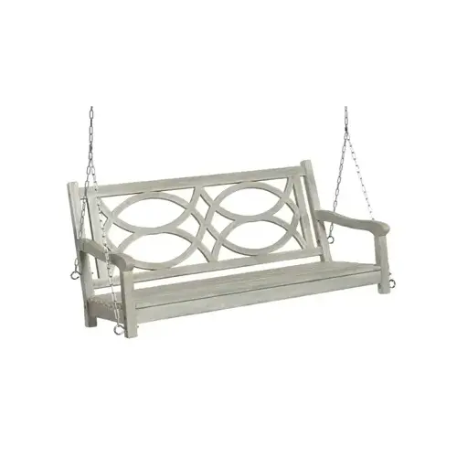 Pisces 4 Ft. Indonesian Hardwood Porch Swing with Gray Wire Finish Pisces 4 Ft. Indonesian Hardwood Porch Swing with Gray Wire Finish
