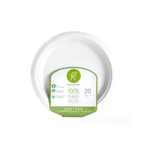 Compostable Plates, 9-In., 20-Ct.