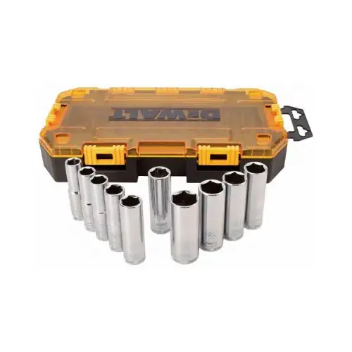 Deep Drive Socket Set, 1/2 in Dr, 6-point, Metric, Stackable Case Chrome Deep Drive Socket Set, 1/2 in Dr, 6-point, Metric, Stackable Case Chrome