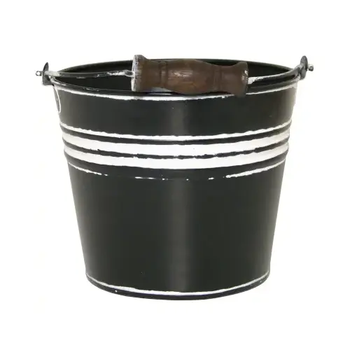 Vintage 6 In. Charcoal Banded Galvanized Metal Planter