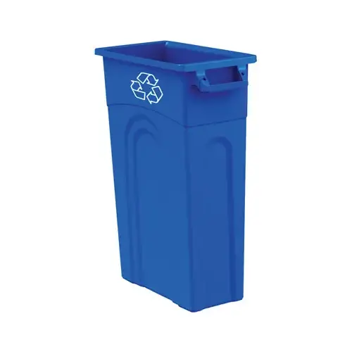Slim Line Waste Container, High Boy, Blue, 23-Gal.
