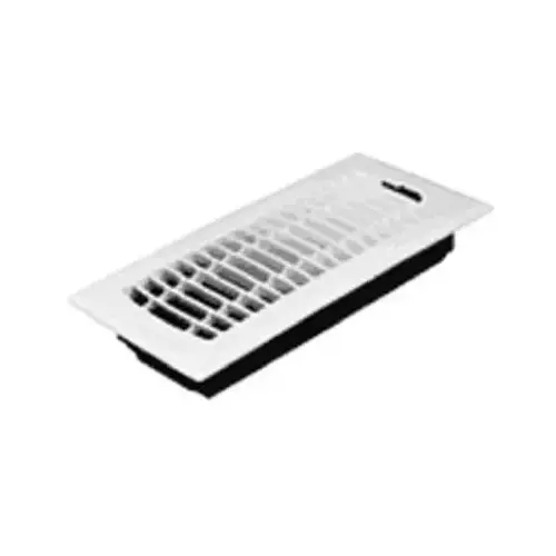4 In. x 12 In. White Plastic Louvered Floor Register