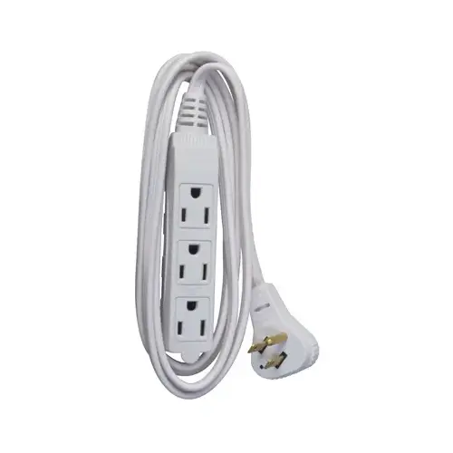 Extension Cord, 16/3 SPT-2 White Vinyl Low Profile Grounded Slender Plug, 6-Ft.