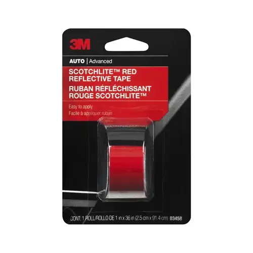 Reflective Safety Tape, 36 in L, 1 in W, Red Reflective Safety Tape, 36 in L, 1 in W, Red