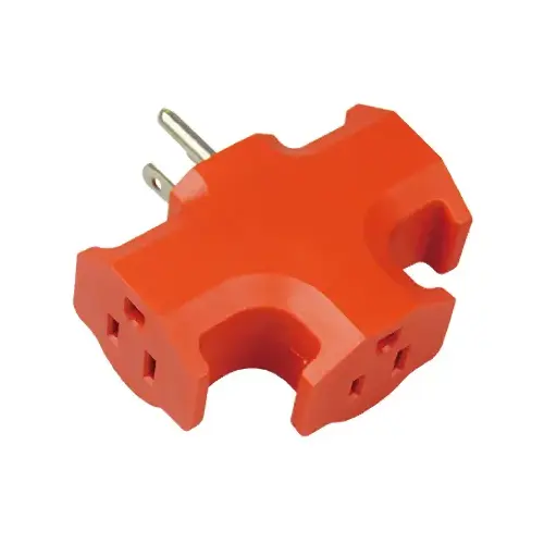 Heavy-Duty Adapter, 3-Outlets, Orange Heavy-Duty Adapter, 3-Outlets, Orange