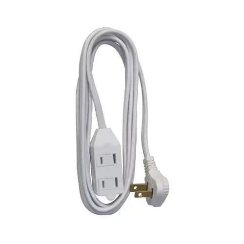 Extension Cord, 16/2 SPT-2 White, Low Profile Polarized Slender Plug, 7-Ft.