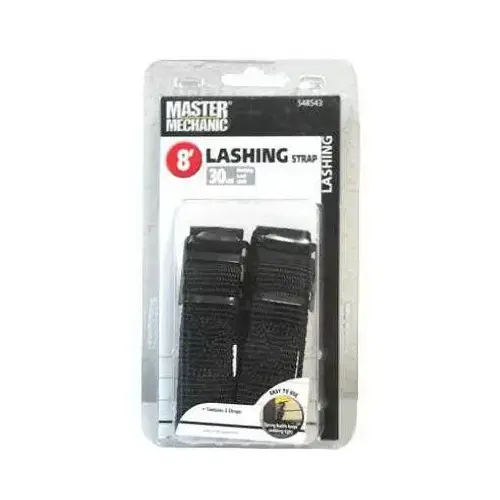 1-Inch x 8-Ft. Lashing Straps Pair Black