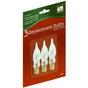 INLITEN LLC-IMPORT 1078-88 Christmas Candle Replacement Bulb, C7, Clear Flame - pack of 3